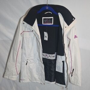 ZeroXposur Women's L White PINK  Black Ski Jacket Snow NWT